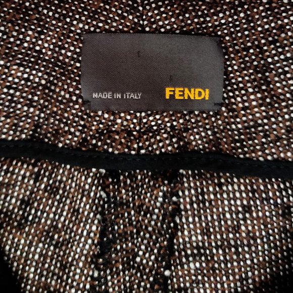 NWOT FENDI Wool Slim Trousers in Brown & White Tweed Small Pants Pantalon Petit - Picture 5 of 15